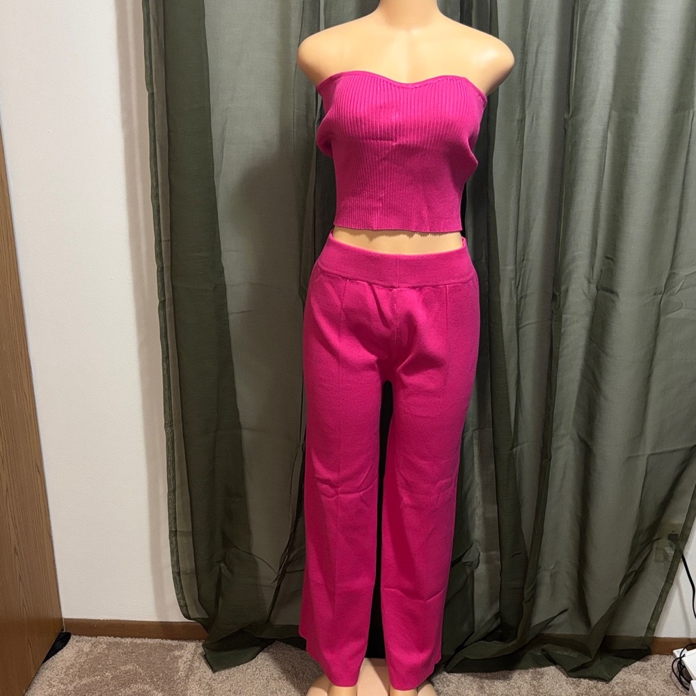Elegant Fuchsia Strapless Jumpsuit